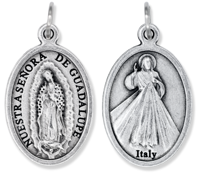 Our Lady of Guadalupe / Divine Mercy Jesus Medal - 1"  (Minimum quantity purchase is 3)