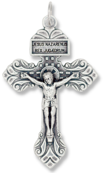 Pardon Crucifix II - 1 5/8" Silver Oxidized, Made in Italy *   (Minimum quantity purchase is 1)