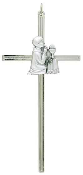  First Communion Metal Wall Cross for Boys - 6" x 3" approx.  (Minimum quantity purchase is 1)