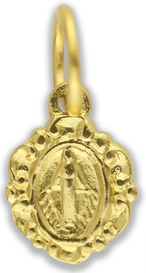  Small Ornate Miraculous Medal, Gold Tone - 7/16" @    (Minimum quantity purchase is 2)