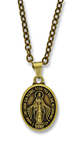  Miraculous Medal on 22" Bronze Chain 