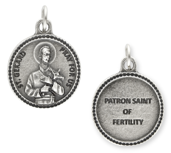 St Gerard (Fertility) Round Medal - 7/8", Silver Ox  * (Minimum quantity purchase is 3)