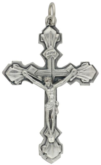 Scallop Shell Crucifix – 1 3/4" Silver Oxidized, Made in Italy *  (Minimum quantity purchase is 2)