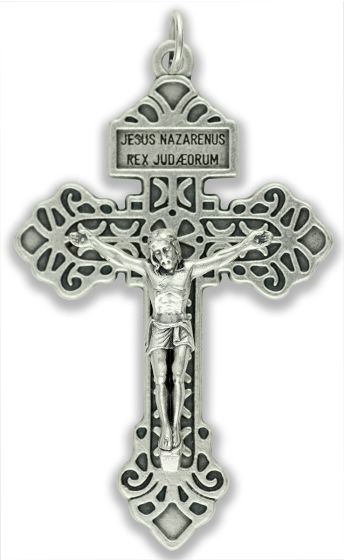 Pardon Crucifix I – 2-1/8" Silver Oxidized, Made in Italy *  (Minimum quantity purchase is 1)