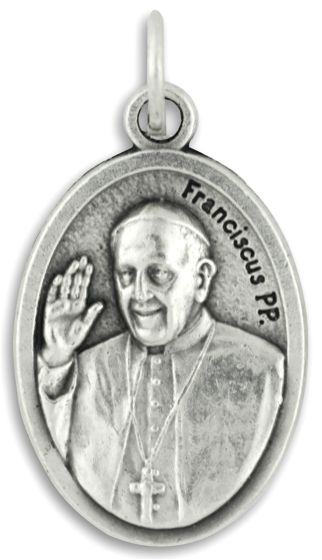   Pope Francis Medal 1 in. Die Cast Italian Silver Plated - Pray for Us  (Minimum quantity purchase is 3)