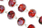 Faceted Crystal Bead Rosary - Red with Pink Roses - 20 1/2"       (Minimum quantity purchase is 1)