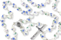 Blue and White 8mm Ceramic Bead Rosary with Our Lady of Fatima Center- 20"  (Minimum quantity purchase is 1)                        