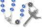 Our Lady of Fatima Rosary with 10 x 8mm Clear Blue Rondelle Beads and Holy Trinity Crucifix - 21" 