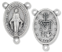Miraculous Medal Rosary Center (Latin) – 1" Oval Silver Oxidized, Made in Italy *  (Minimum quantity purchase is 3)