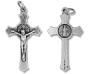 St Benedict Flared Edge Crucifix - 1.5" Silver Oxidized, Made in Italy  * (Minimum quantity purchase is 3)