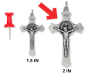 St Benedict Flared Edge Crucifix - 2" Silver Oxidized, Made in Italy  *  (Minimum quantity purchase is 1)