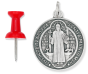 St Benedict Medal 1 1/4" Round Silver Oxidized – Made in Italy *    (Minimum quantity purchase is 2)