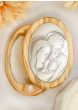 Holy Family Oval Magnetic Rosary Box – 3.5" Olivewood & Sterling Silver, Made in Italy  (Minimum quantity purchase is 1)