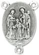 Holy Family Rosary Center with Holy Spirit Dove - 7/8" Oval Silver Oxidized, Made in Italy  * (Minimum quantity purchase is 3)