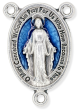 Blue Miraculous Medal Rosary Center (English) – 1" Oval Silver Oxidized, Made in Italy * (Minimum quantity purchase is 2)