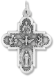 5-Way Cross Medal - 1 1/8" Silver Oxidized, Made in Italy *  (Minimum quantity purchase is 3)