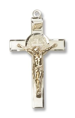 Two-Tone GF/SS St. Benedict Crucifix Medal