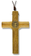  St Benedict Wood Crucifix with Leather Cord for Car Mirror *  (Minimum quantity purchase is 1)