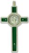 St. Benedict Straight Edge Crucifix, 3-1/4" (0.48 cm Thick) - Green Enamel   (Minimum quantity purchase is 1) 