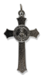 Miraculous Medal Flared Edge Crucifix, Gun Metal - 1.5 Inch   (Minimum quantity purchase is 1)