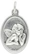  Guardian Angel / Cherub Angel Medal - Silver Oxidized Die Cast - 1"  Made in Italy   (Minimum quantity purchase is 1)