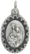 Holy Family Medal with Scalloped Edge - 1" Silver Oxidized, Made in Italy (Minimum quantity purchase is 2)