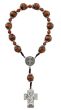 One Decade Rosary with 10 mm Wood Beads and St Benedict Center - 7.25" (Minimum Purchase 1) * 