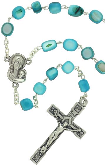 River Pearl Stone Rosary in Blue - 21 1/2"  (Minimum quantity purchase is 1)