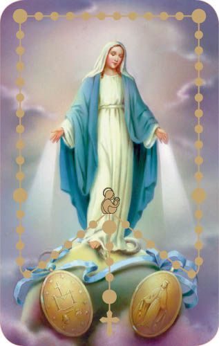   Pray the Rosary Card - PVC with raised beads - Our Lady of the Miraculous Medal  (Minimum quantity purchase is 1)