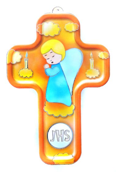  Angel Praying Picture Cross on Wood 5 inch *   (Minimum quantity purchase is 1) 