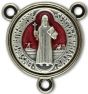  St. Benedict Center Piece -  Round Silver w/ Red Enamel  5/8"    (Minimum quantity purchase is 5)