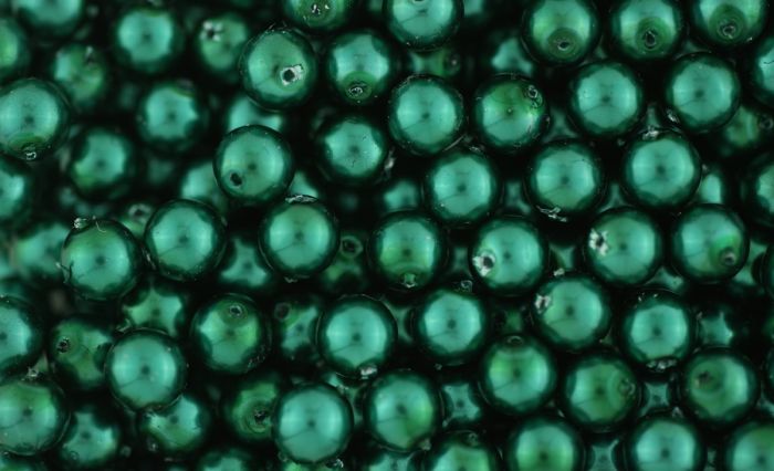 CZECH REPUBLIC Glass Pearl Beads, 6mm round, Emerald Green - 60 per pack   (Minimum quanity purchase is 3)
