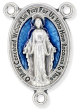   Miraculous Medal Silver Plated Rosary Center with Blue Enamel Accent - 1 inch  (Minimum quantity purchase is 5)