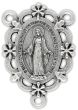 Ornate Oval Miraculous Medal Centerpiece - Silver Ox, 1.25"   (Minimum quantity purchase is 2)