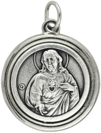 Sacred Heart Jesus / Scapular Medal - Round  - 3/4"   (Minimum quantity purchase is 1)
