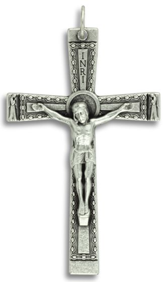 Flared and Textured Crucifix -  2" Silver Oxidized, Made in Italy * (Minimum quantity purchase is 1)