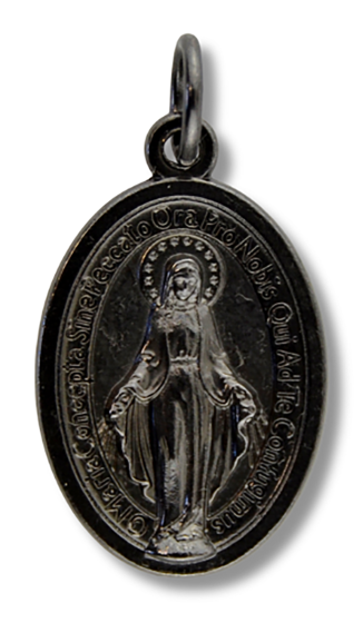  Miraculous Medal, Latin - Gun Metal - 1"   (Minimum quantity purchase is 2)