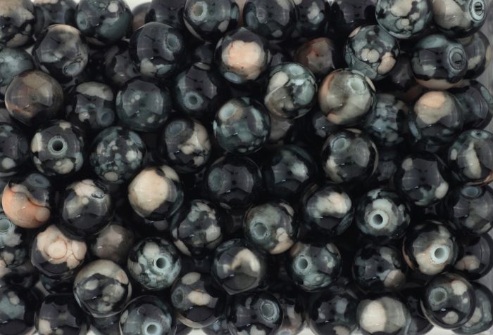 Black and Tan Spun Glass 8mm Beads - Pkg 60 * (Minimum quantity purchase is 3)