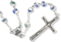 Blue and White 8mm Ceramic Bead Rosary with Our Lady of Fatima Center- 20"  (Minimum quantity purchase is 1)                        