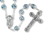 Double Capped Bead Rosary with 9mm Aqua Blue (December) Glass Beads - 24" * (Minimum quantity purchase is 1)