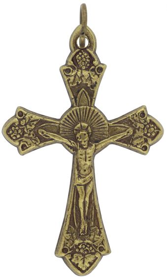 Grapes and Vine Crucifix -1 1/2 inch Bronze (Minimum quantity purchase is 1)