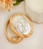 Holy Family Oval Magnetic Rosary Box – 3.5" Olivewood & Sterling Silver, Made in Italy  (Minimum quantity purchase is 1)