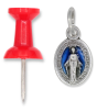 Small Miraculous Medal with Blue Enamel in Latin- 1/2", Made in Italy * (Minimum quantity purchase is 2)