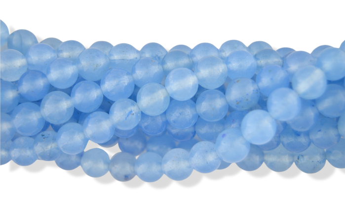 Dyed Jade Beads in Milky Blue, 8mm - Pkg 60    (Minimum quantity purchase is 1)