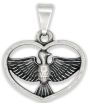  Holy Spirit Dove in Heart Medal, Antique Silver - 3/4"   (Minimum quantity purchase is 3)