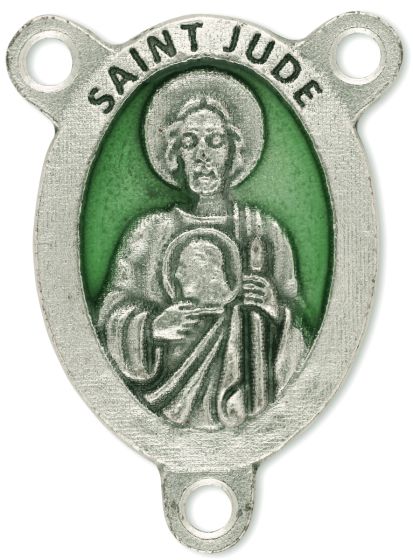 St. Jude Rosary Centerpiece w/Green Enamel - 1"   (Minimum quantity purchase is 2)
