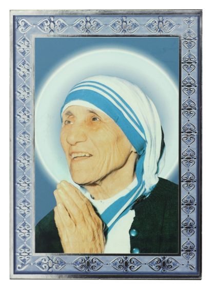   St Teresa of Calcutta Icon with Silver and Gold Foil on Wood - 5 1/2"   