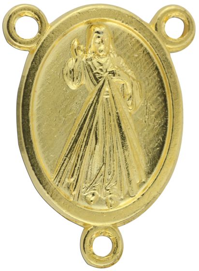 Divine Mercy Rosary Center with Our Lady of Medjugorje – 3/4" Gold Plated, Made in Italy *  (Minimum quantity purchase is 3)