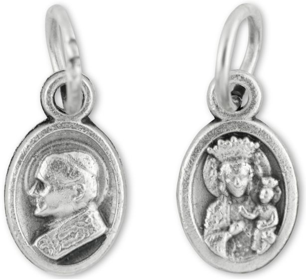 Pope John Paul II / Our Lady of Mt Carmel Medal - Silver Oxidized - 1/2"  (Minimum quantity purchase is 5)