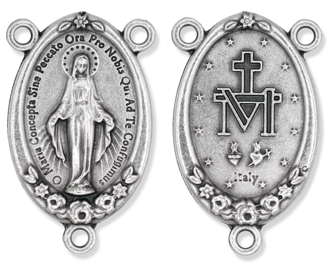 XL Miraculous Medal Center Piece (Double Sided) - 1 3/4" Silver Oxidized, Made in Italy * (Minimum quantity purchase is 1) 